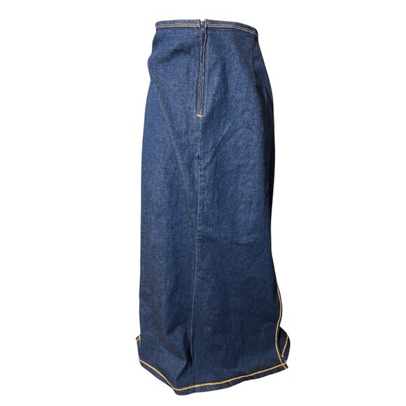 Vtg moa USA Denim Maxi Skirt 2XL Stretchy 90s Grunge Side Slit Y2K - Picture 14 of 16